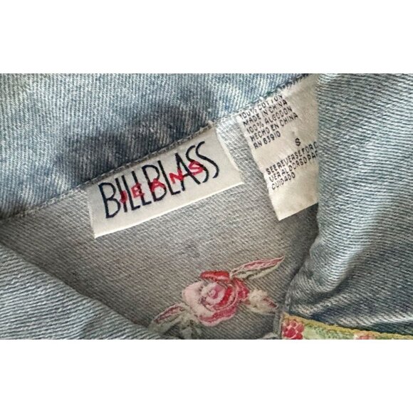 Vintage BILL BLASS 1990s Embroidered Denim Jacket Size Small - Picture 5 of 8